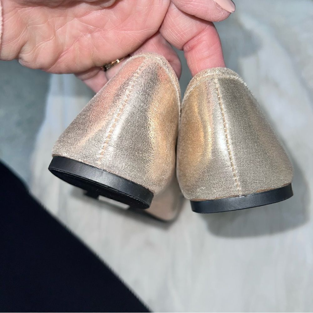 Gold square toe ballet flats with bow- brand new without box size 8 - Picture 6 of 11